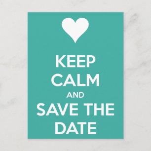 Carte Postale Faire-part Restez calme et enregistrez la date bleue