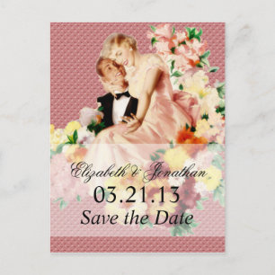 Carte Postale Faire-part Retro 1950s Couple V2 Enregistrer la date