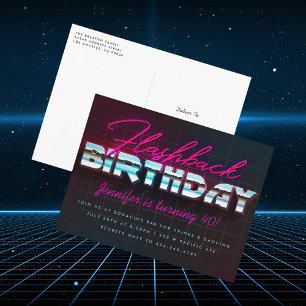 Carte Postale Faire-part Retro 80s Flashback Anniversaire