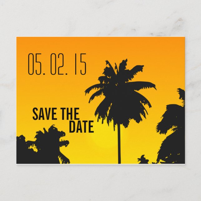 Carte Postale Faire-part Retro Beach Wedding Sauvez les Dates (Devant)