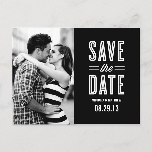CARTE POSTALE FAIRE-PART RETRO LOVE | ANNONCE DE SAUVEGARDE DE LA DATE (Devant)