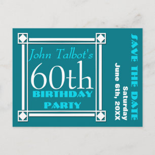 Carte Postale Faire-part Retro W 60e anniversaire fête Enregistrer la date