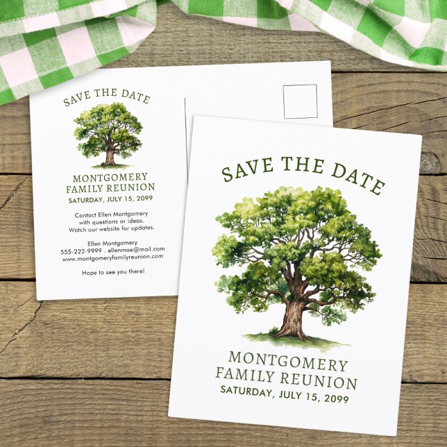 Carte Postale Faire-part Réunion de famille Arbre aquarelle Save The Date (Créateur téléchargé)