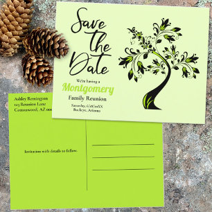 Carte Postale Faire-part Réunion de famille Enregistrez la date Arbre vert