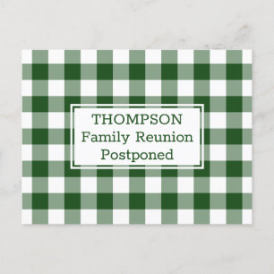 Carte Postale Faire-part Réunion de famille reportée avec le Chèque de biso