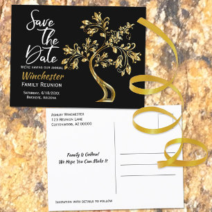 Carte Postale Faire-part Réunion Familiale Enregistrer La Date Modern Gold 