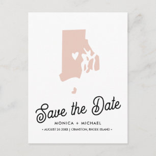 Carte Postale Faire-part RHODE ISLAND State Destination Mariage N'IMPORTE Q