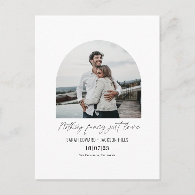 Carte Postale Faire-part Rien de fantaisie juste amour voûté elopement phot (Devant)
