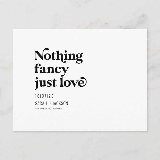 Carte Postale Faire-part Rien de sophistiqué juste de l'amour, Moderne enre (Devant)