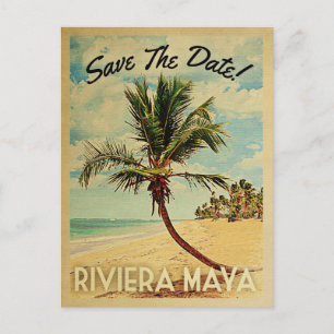 Carte Postale Faire-part Riviera Maya Enregistrer La Date Vintage Plage Pal