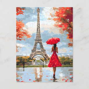 Carte Postale Faire-part Romance au vent, promenade chic à Paris