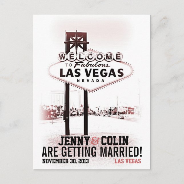 Carte Postale Faire-part Romantic Las Vegas Mariage Photo Enregistrer La Da (Devant)