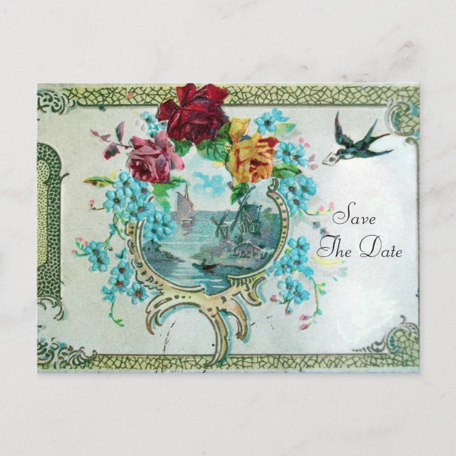 CARTE POSTALE FAIRE-PART ROMANTICA 3 SAUVEGARDER LA DATE (Devant)