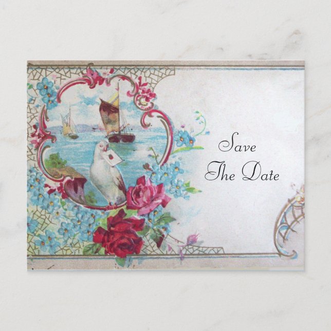 CARTE POSTALE FAIRE-PART ROMANTICA ENREGISTRER LA DATE (Devant)
