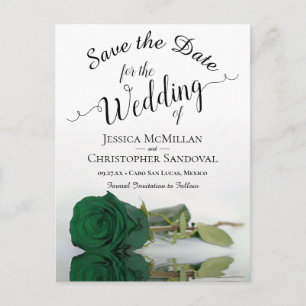 Carte Postale Faire-part Romantique Emerald Green Rose mariage Enregistrer 