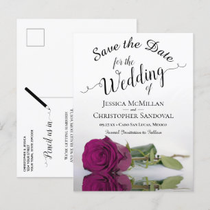 Carte Postale Faire-part Romantique Magenta Berry Rose mariage Enregistrer 