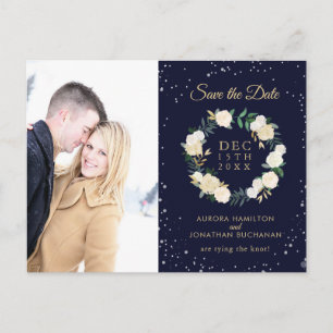 Carte Postale Faire-part Romantique Winter Wonderland Enregistrer la date