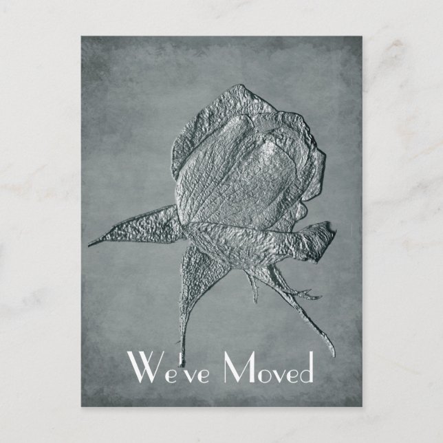 Carte Postale Faire-part Rose Argent Nouvelle adresse Floral (Devant)