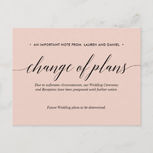 Carte Postale Faire-part Rose  Changement de régime Mariage reporté annulé