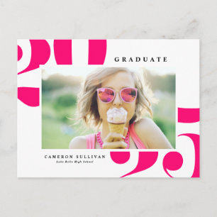 Carte Postale Faire-part Rose Chaud 2026 Typographie Gras Photo Remise des 