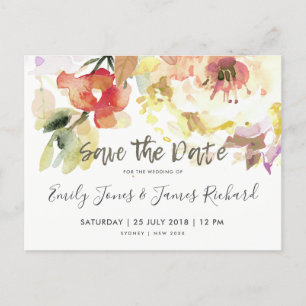 CARTE POSTALE FAIRE-PART ROSE D'EAU SUBTILEMENT TEINTEE DE PÊCHE FLEURS À L