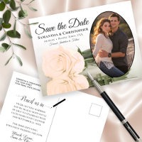Rose élégante pêche et photo de mariage "save the
