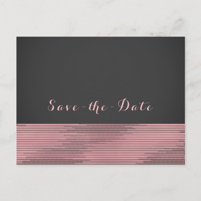 Carte Postale Faire-part Rose et gris, paillettes chic de glamour moderne,  (Devant)
