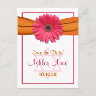 Carte Postale Faire-part Rose Gerber Daisy Bat Mitzvah Save the Date