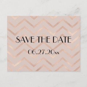 Carte Postale Faire-part Rose Gold Chevron Wedding Enregistrer La Date Cart