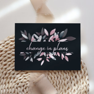 Carte Postale Faire-part Rose Navy Élégant Aquarelle Douce Changement de Pl