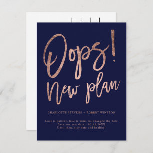 Carte Postale Faire-part Rose or marine nouveau plan mariage modifier la da