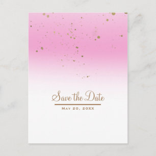 Carte Postale Faire-part Rose & Or moderne Glam Chic Wedding Enregistrer la