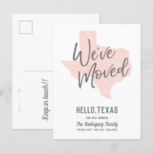Carte Postale Faire-part Rose Pâle Nous Avons Déménagé - Texas