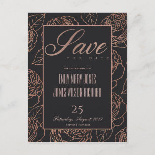 CARTE POSTALE FAIRE-PART ROSE ROSE ROSE ROSE NOIR FLORALE NOIR SAUVER NOTRE
