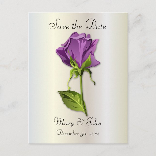 Carte Postale Faire-part Rose violet sur Silver (Devant)