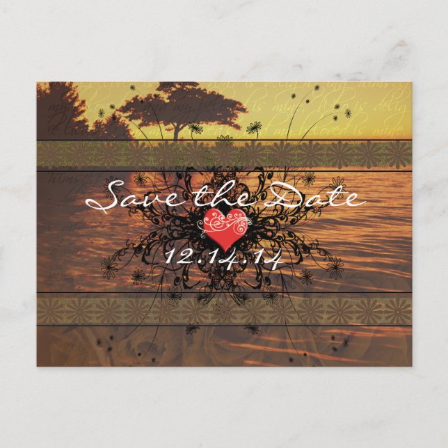 Carte Postale Faire-part Roses anciennes sépia sous les vagues apaisantes (Devant)