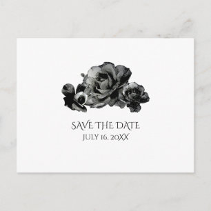 Carte Postale Faire-part Roses Aquarelles Noires Mariage Enregistrer La Dat