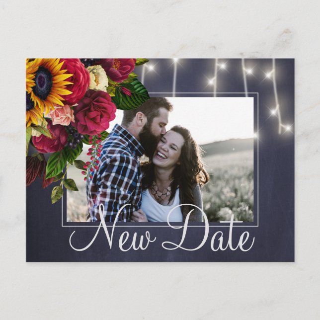 Carte Postale Faire-part Roses de tournesol reprogrammé nouveau mariage dat (Devant)