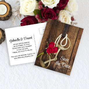 Carte Postale Faire-part Roses et cheval Mariage campagnard Bit Enregistrer