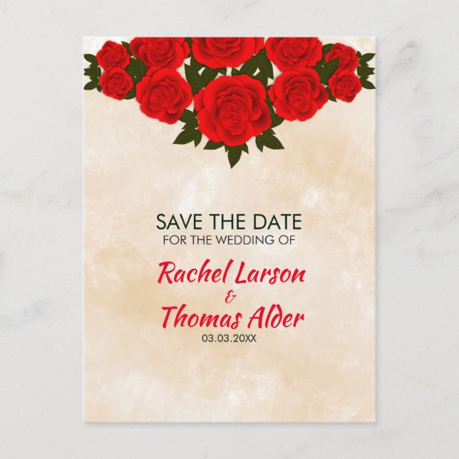 Carte Postale Faire-part Roses rouges (Devant)