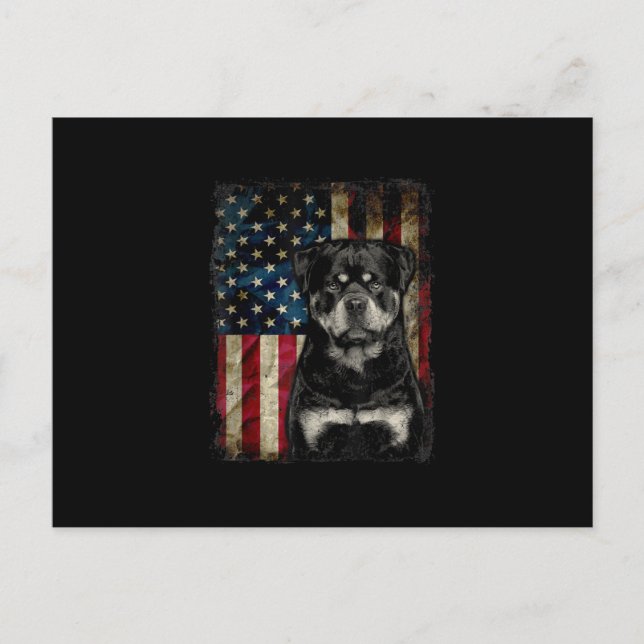 Carte Postale Faire-part rottweiler chien 4 juillet drapeau américain patri (Devant)
