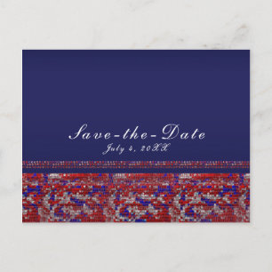 Carte Postale Faire-part Rouge Blanc & Bleu Séquins 4 juillet Fête