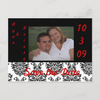 Carte Postale Faire-part Rouge, Noir et Blanc