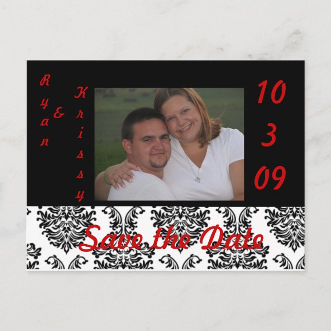 Carte Postale Faire-part Rouge, Noir et Blanc (Devant)