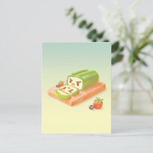 Carte Postale Faire-part Roulé Suisse au Matcha : Cake Art au Thé Vert Iron