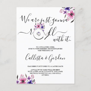 Carte Postale Faire-part Roulez avec elle rose violet Floral Changer la dat