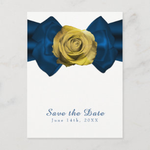 Carte Postale Faire-part Ruban bleu et rose jaune Enregistrer la date N'IMP