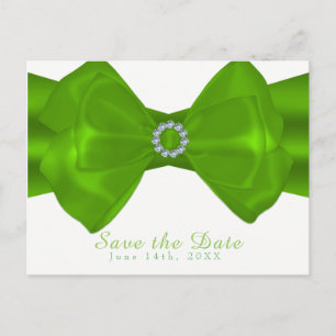 Carte Postale Faire-part Ruban vert citron et diamants Élégant Enregistrer 