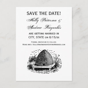 Carte Postale Faire-part Ruche et Abeilles #1 Heraldique Vintage