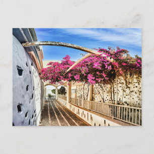 Carte Postale Faire-part Ruelle pittoresque à Santorin, Grèce